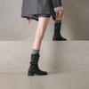 Boots women's new popular with skirt autumn brown Maillard stack boots western mid boots Martin boots