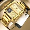 Luxury Original Men Sports Wrist Watch Gold Quartz Steel Waterproof Dual Display Clock Watches For Men Relogio Masculino