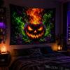 UV Blacklight Tapestry Halloween Pumpkin Skull Glow Horror Wall Hanging Gaming E-Sports Dorm Bedroom Home Decor