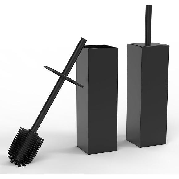 RUACQ Toilet Brush and Holder Set,Square Toilet Bowl Brush for Bathroom with 304 Stainless Steel Handle Toilet Cleaner Brush with Durable Scrubbing 1