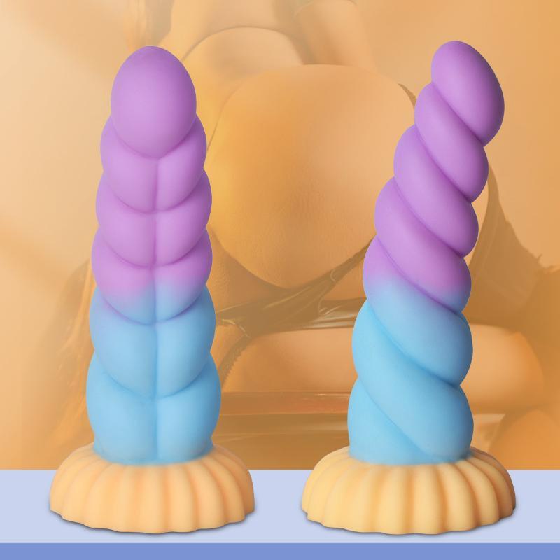 Bunter weicher Dildo mit starken Saugnäpfen, weicher realistischer Anfängergebrauch, Analplug, weibliches Sexspielzeug