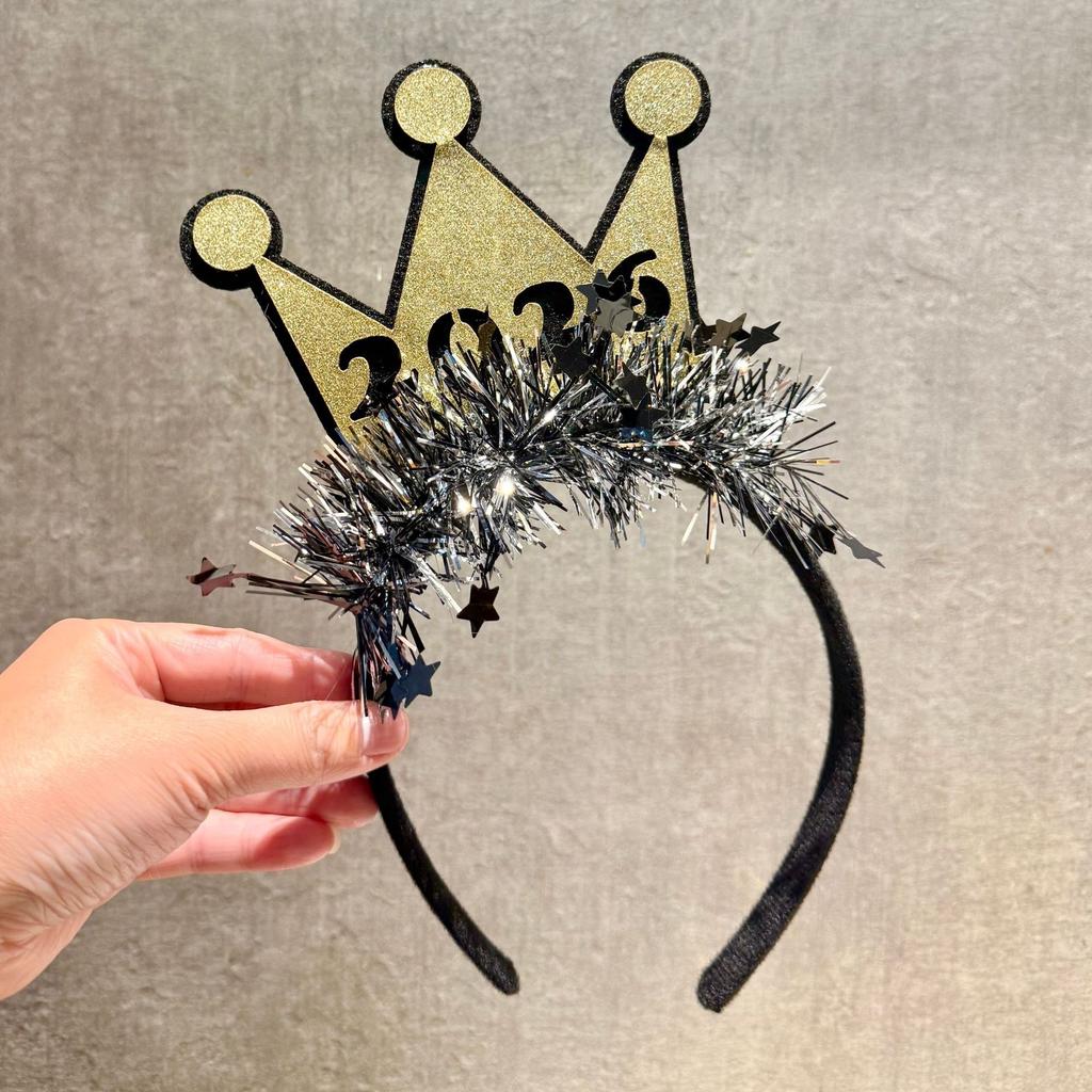 2026 New Year Christmas Headband Hair Hoop Festive Decorative Hair Band for Party Photo Countdown Celebration Hair Accessories