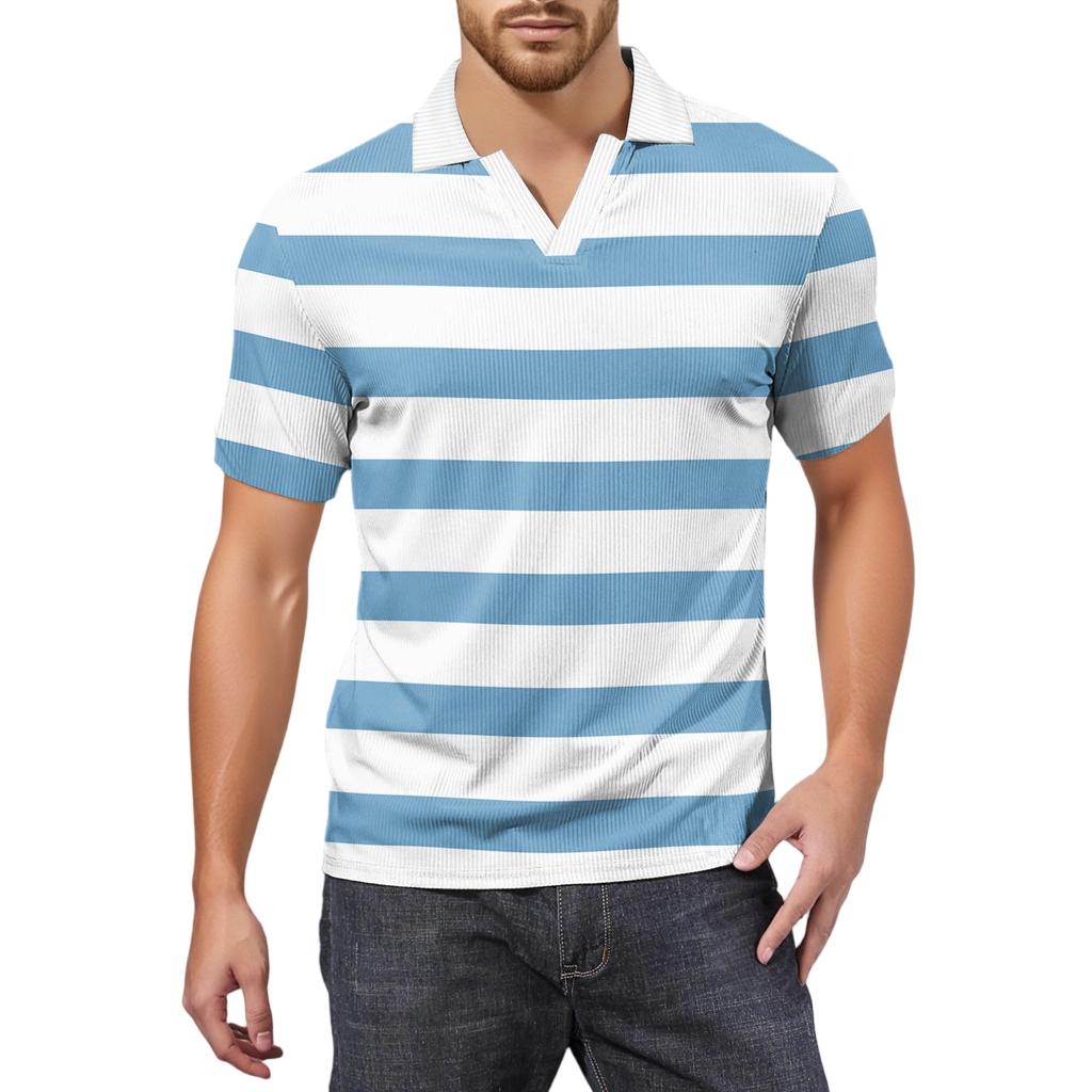 Herrenmode Bedrucktes V-Ausschnitt Kurzarm Top Golf T-Shirt