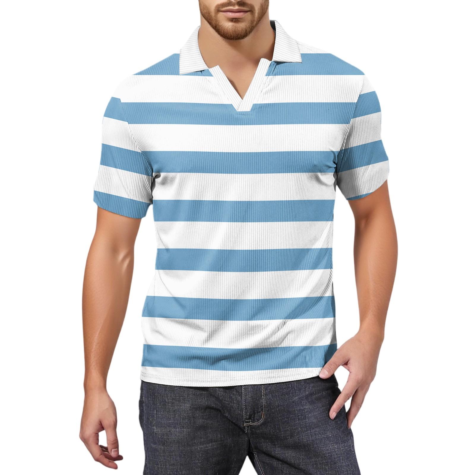 

Мужская модная футболка для гольфа с коротким рукавом и V-образным вырезом XXXL синий