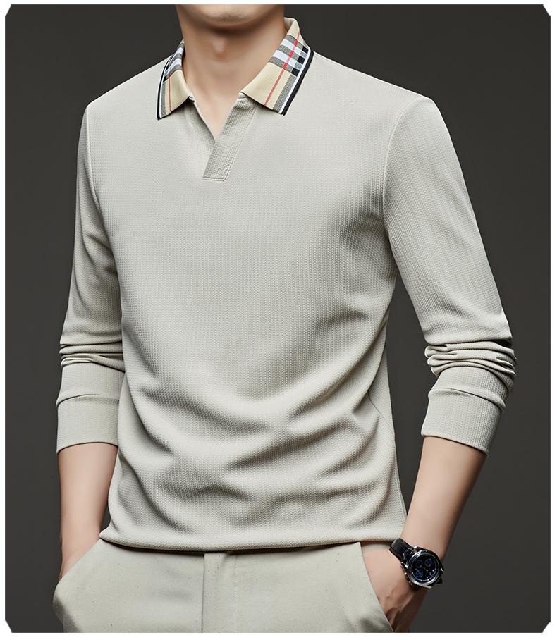 Middle Aged And Young Men'S Fashionable T-Shirt With Long Sleeves And A Collar, Autumn Men'S Casual Polo Shirt, Autumn Clothes