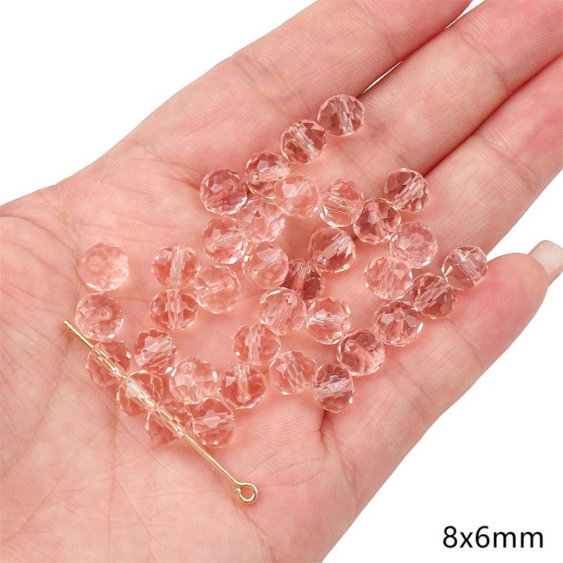 Transparent Pink Glass Round Beads: Crystal, Wheel, Bamboo for DIY Bracelets
