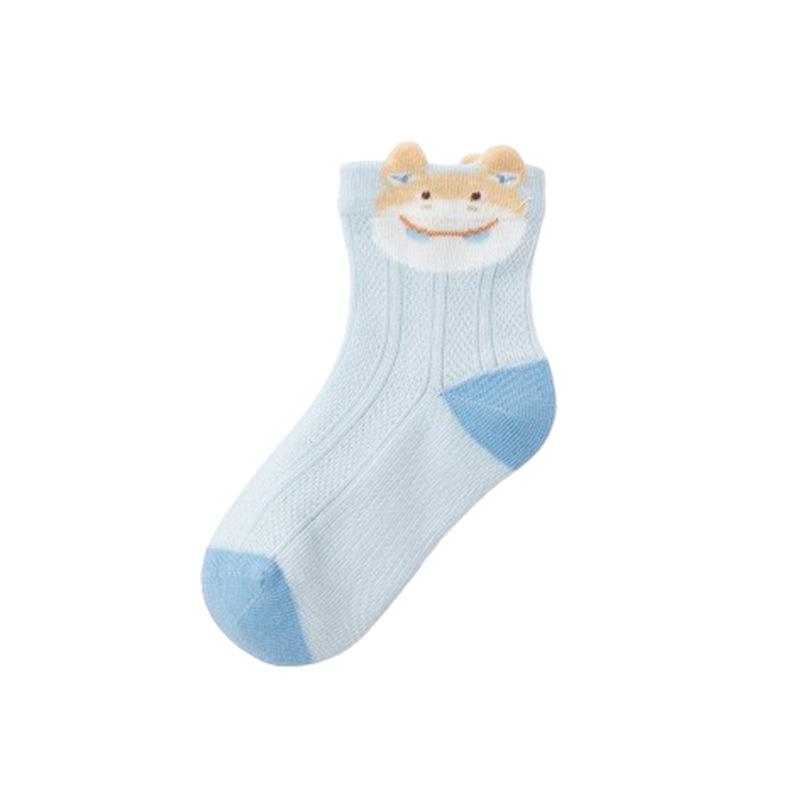 26 Spring/Summer Baby Antibacterial Thin Mesh Cartoon Hippo Seamless Cotton Socks - Breathable Infant & Children's Socks