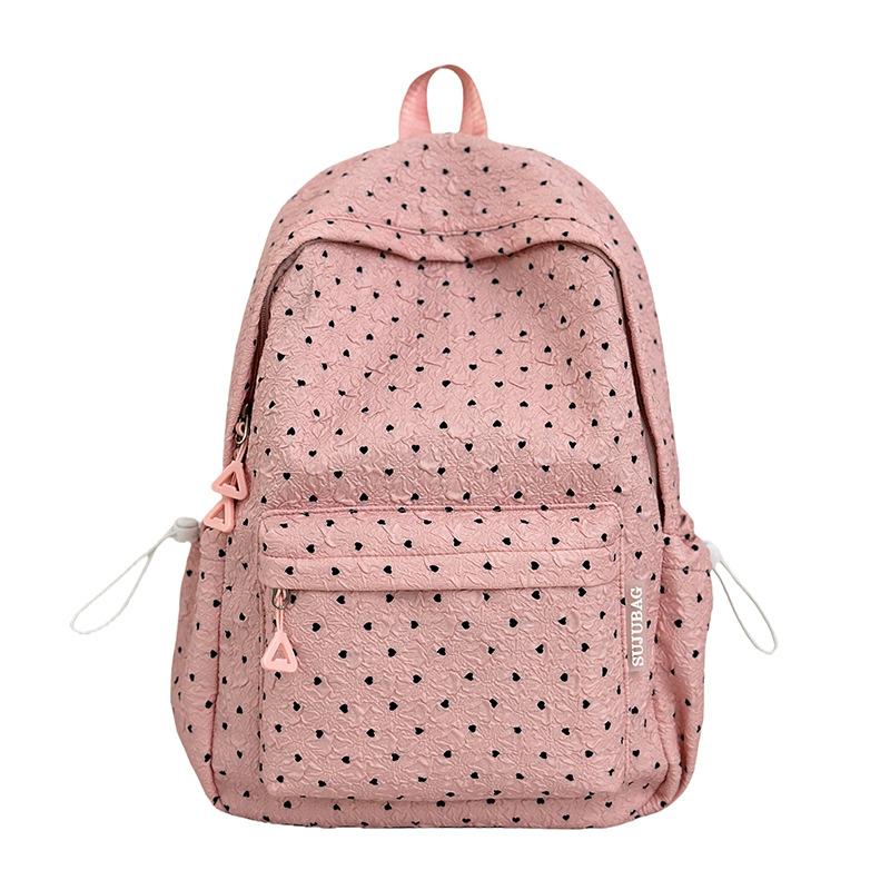 Small fresh schoolbag female love polka dot junior high school student large capacity backpack high value student schoolbag