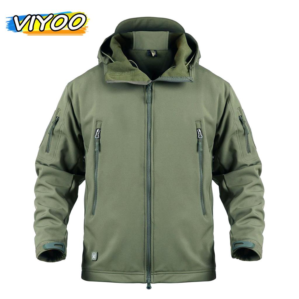 Men's Winter Autumn Racer Jacket Softshell Hoodies Hooded Fleece Waterproof Jacket Zipper Hiking Windbreaker Coat For Men