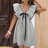 Vestido Casual sin Mangas de Cuello en V con Volantes para Mujer
