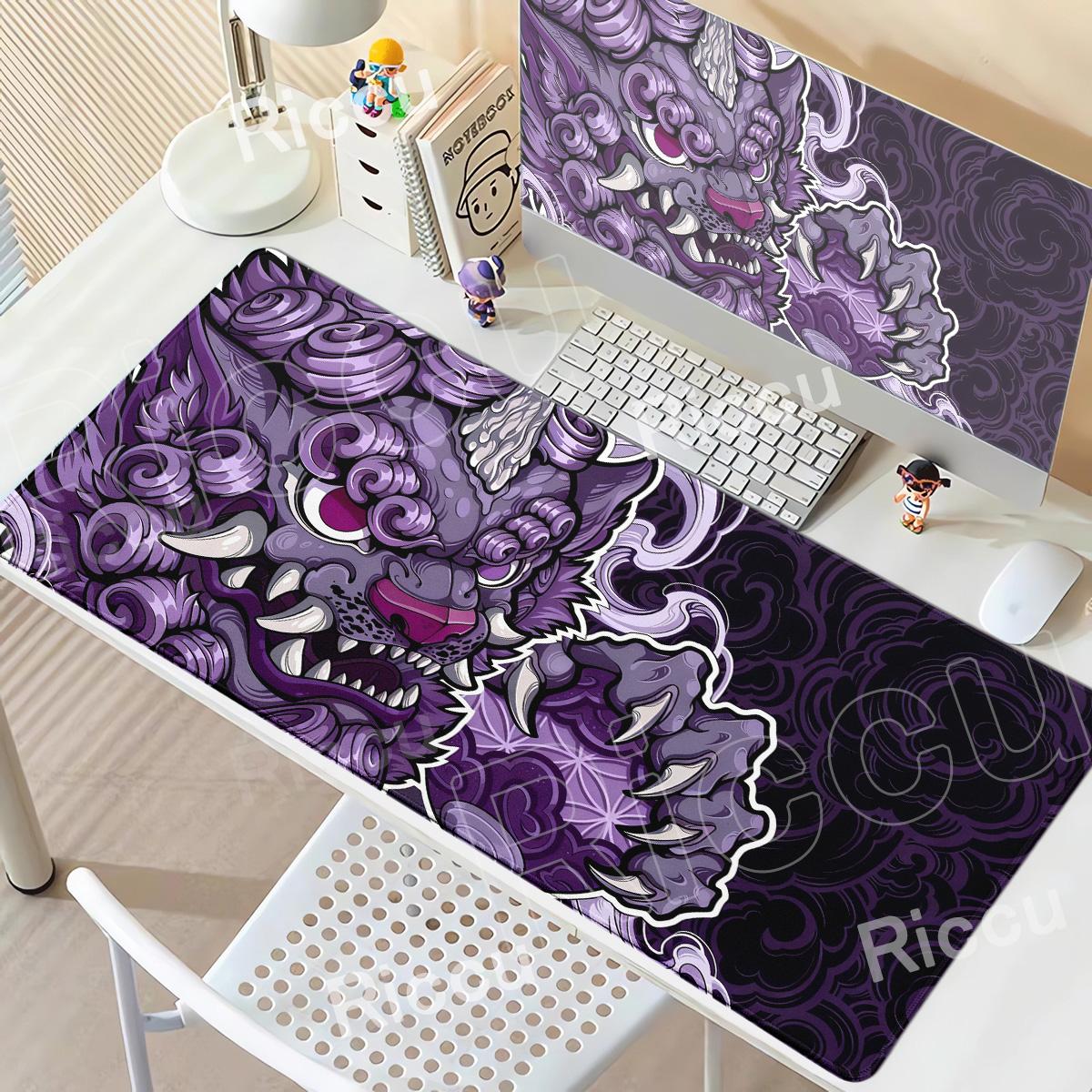 HD print XXL Chinese style Lion dance Large Gaming Mouse Pad Stitched Edges NonSlip Natural Rubber anime desk mat Office Rug 400x800x2mm