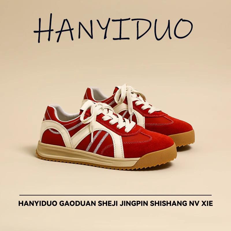 

Leather casual sports yellow platform American retro color matching light running mountaineering Forrest Gump training board shoes women s 40 красный