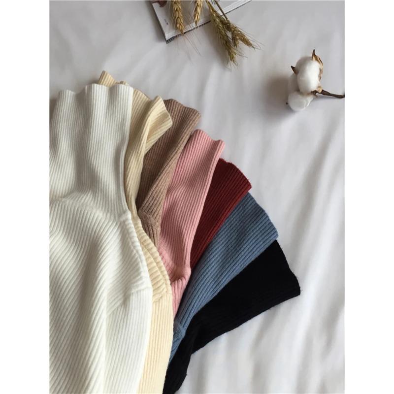 Autumn Winter Thick Sweater Women Knitted Ribbed Pullover Sweater Long Sleeve Turtleneck Slim Jumper Soft Warm Pull Femme