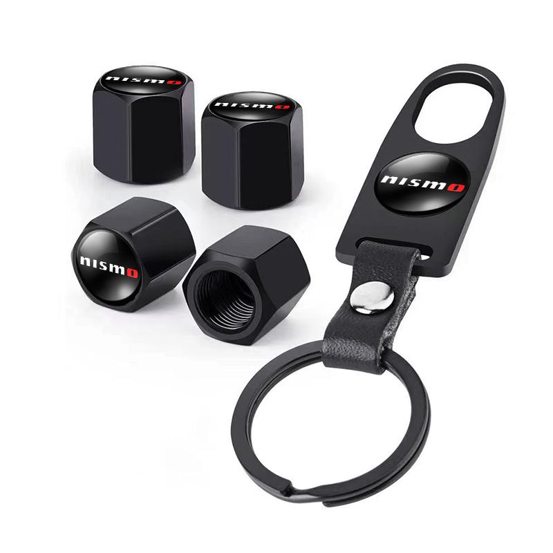 

Car Styling Keychain Key Ring with Auto Tire Valve Caps Tyre Dust Cap For Nismo Nissan Teana Skyline Juke X-trail Almera Qashqai