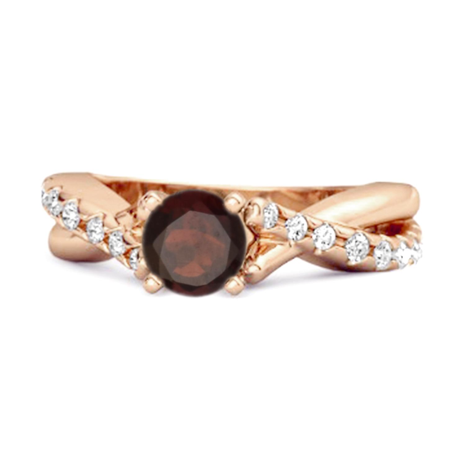 Garnet Crisscross Stackable Ring - 925 Sterling Silver Rose Gold Vermeil 11 ярко-розовый
