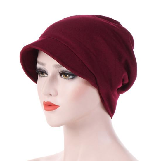Moda damska Bawełna Pure Color Ciepła jesienna czapka Doug Chinstrap wzdłuż turbanu