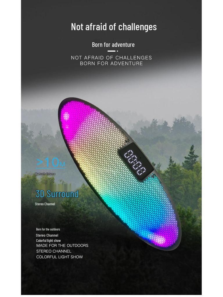Portable Bluetooth 5.3 Speaker with Atmosphere Light, Alarm Clock, High-Quality Stereo, and Ultra-Long Battery Life