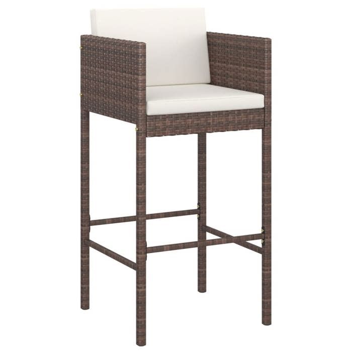VidaXL Ensemble de bar de jardin 9 pcs avec coussins marron poly rotin, ensemble de table de bar, table et chaise de bar, 3200650