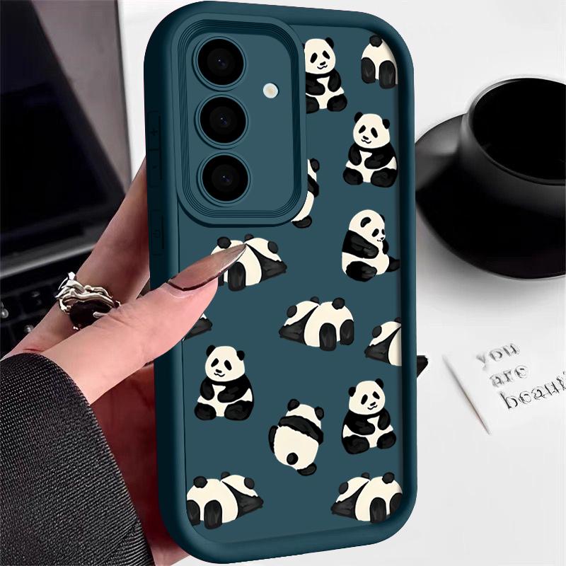 Für Smausng S25 S24 S22 Ultra Plus S23 S21 S20 Fe A55 A54 A53 A52 A35 A34 A15 5g Pandas-Muster Stoßfester Objektivschutz Silikon Soft Case Cover