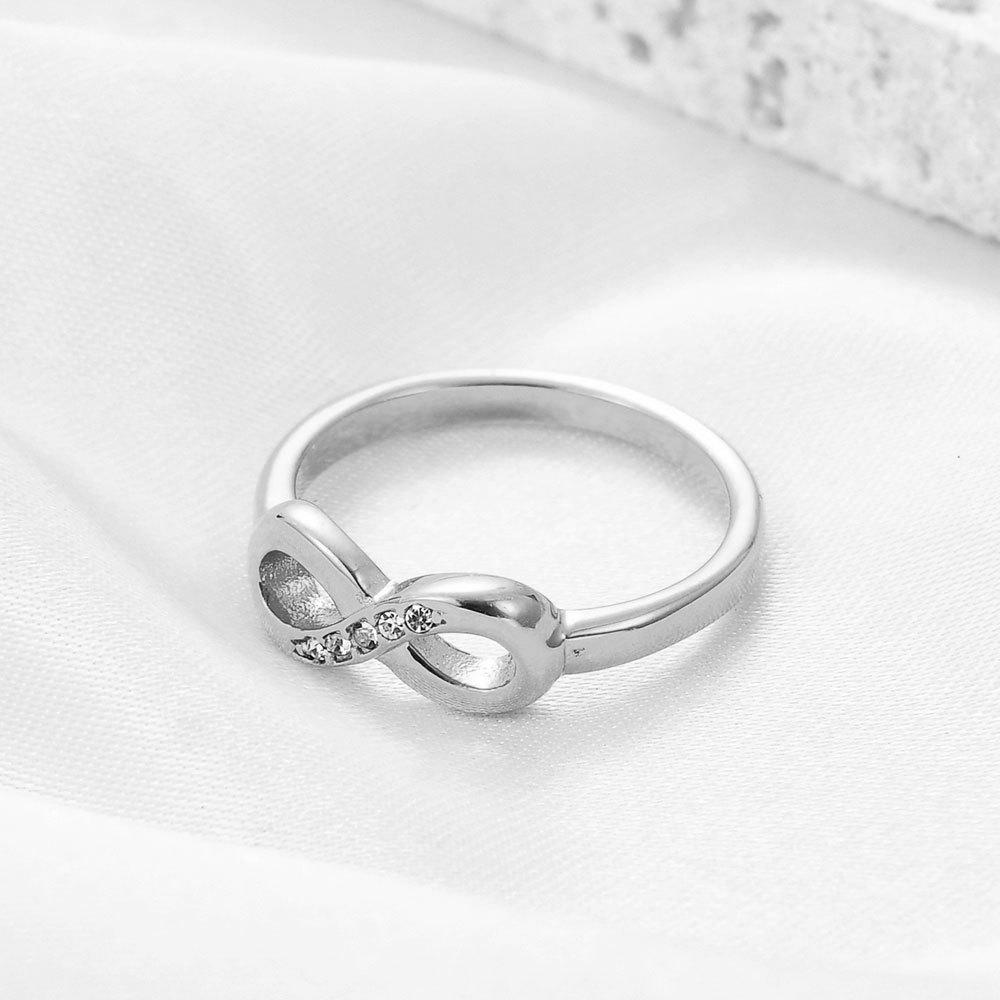 European American 6MM Infinity Stainless Steel Ring with Micro-Paved Diamonds - Versatile Women's Jewelry