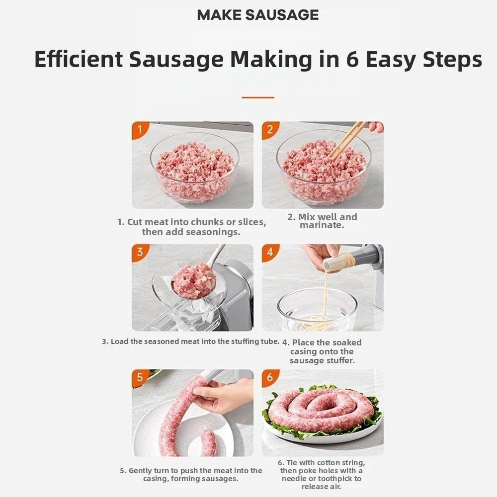 With 4 Tubing Units Manual Sausage Stuffer Homemade Large Capacity Sausage Maker Efficient Plastic Meat Grinder Filling Maker