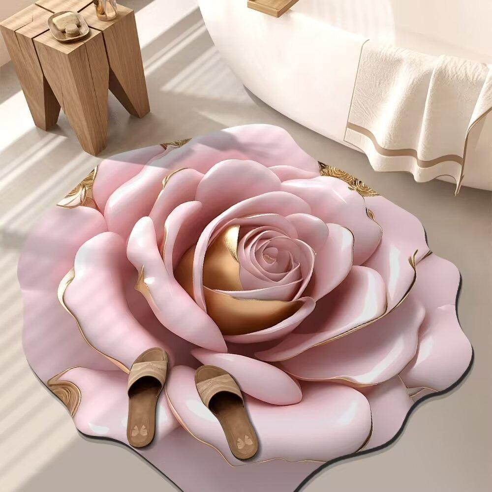 

Нескользящий ковер с цветочным рисунком, мягкий коврик для пола в ванной, прочный коврик для пола с пионами для гостиной I
