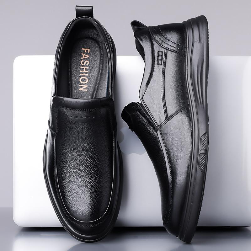 Men's genuine leather cowhide business casual men's shoes non-slip breathable soft-soled leather shoes one-pedal men's shoes
