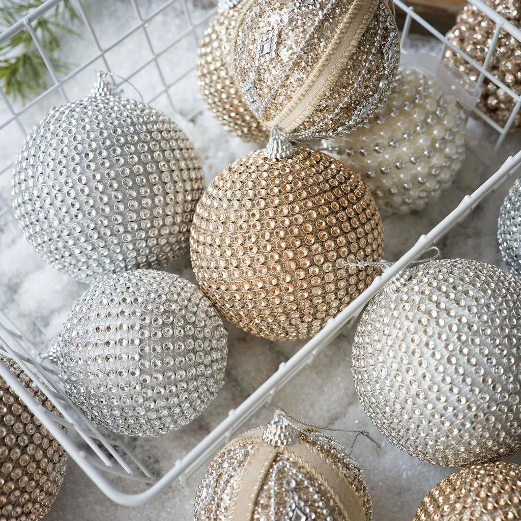 2025 Champagne Foam Christmas Tree Ornaments - 10cm and 8cm Balls, New Ins Style