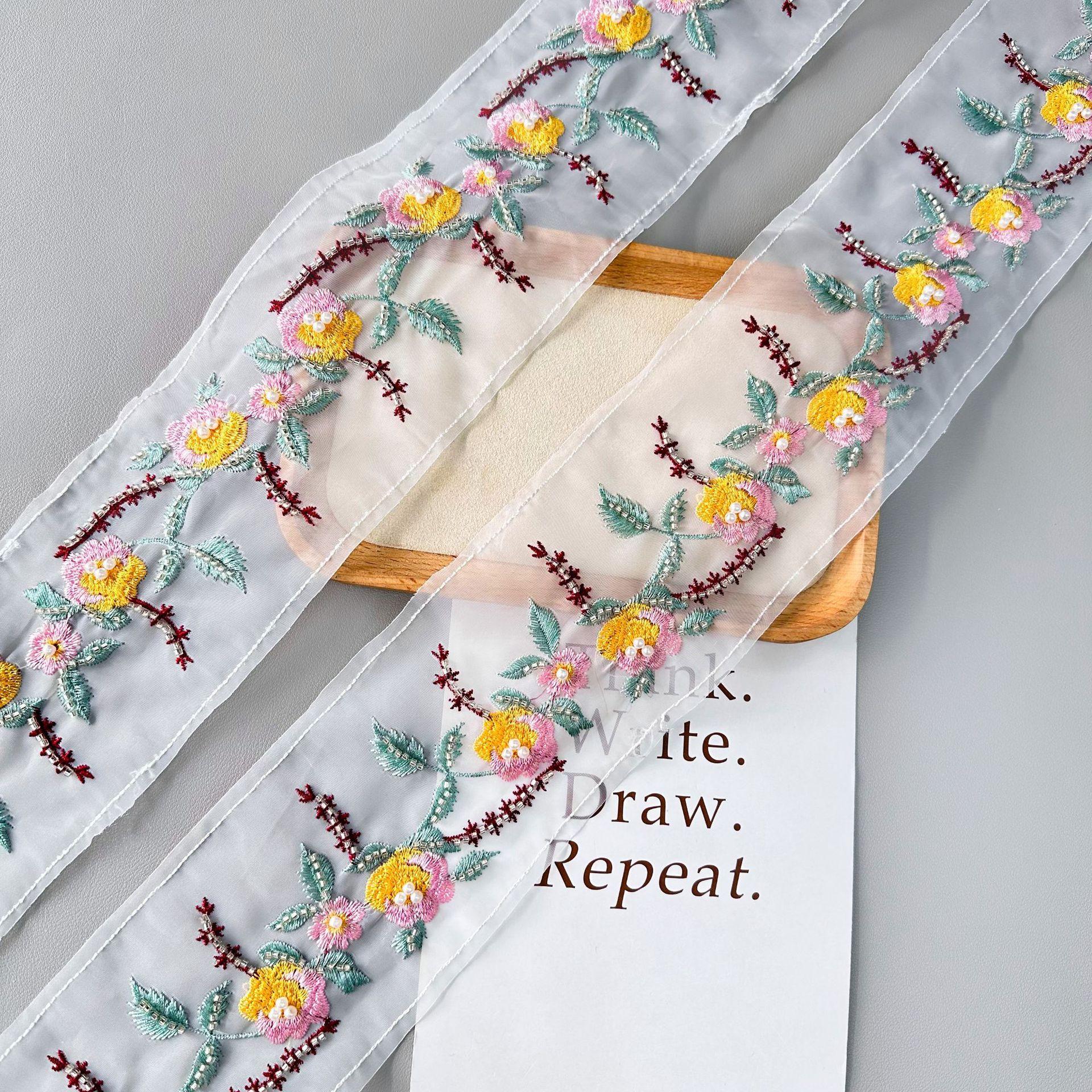 

Национальный стиль Цветная вышивка Кружево Этнический стиль Ханьфу Старинный костюм Юбка-лошадь Одежда Занавеска Вышивка Украшение Штрих-код T3004 one yard