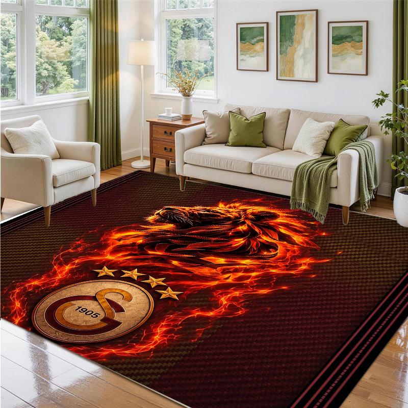 Galatasaray FC Design Crystal Velvet Rug Soft Decorative Mat for Bedroom Entrance
