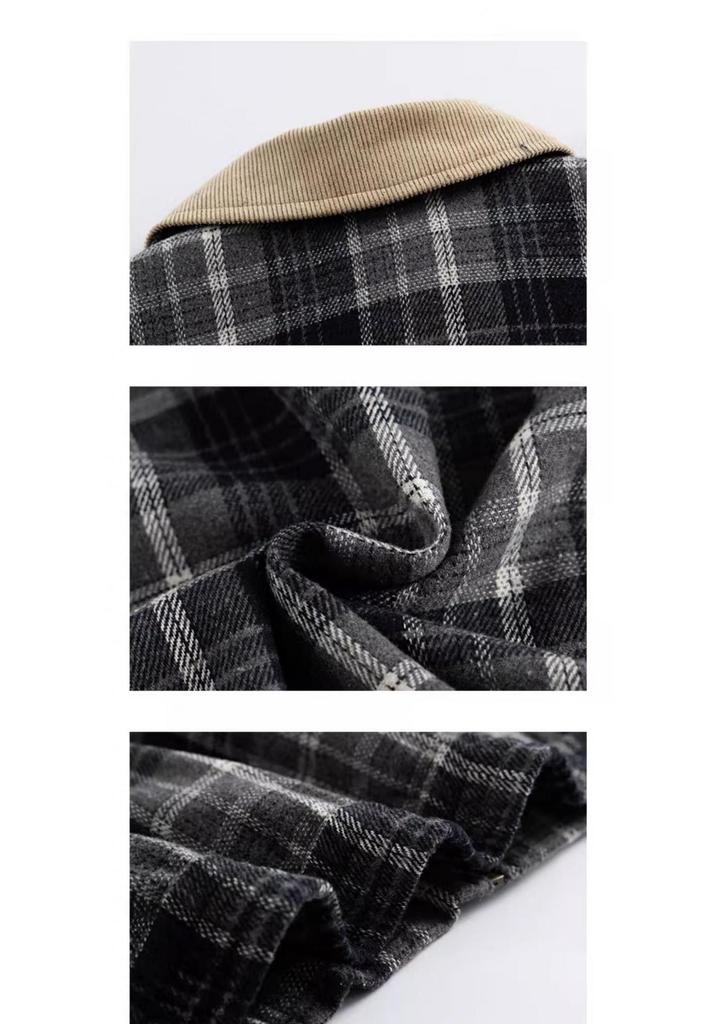 Unisex Oversized Patchwork Plaid Streetwear Jacket - Japanese Retro Neutral Style Outerwear