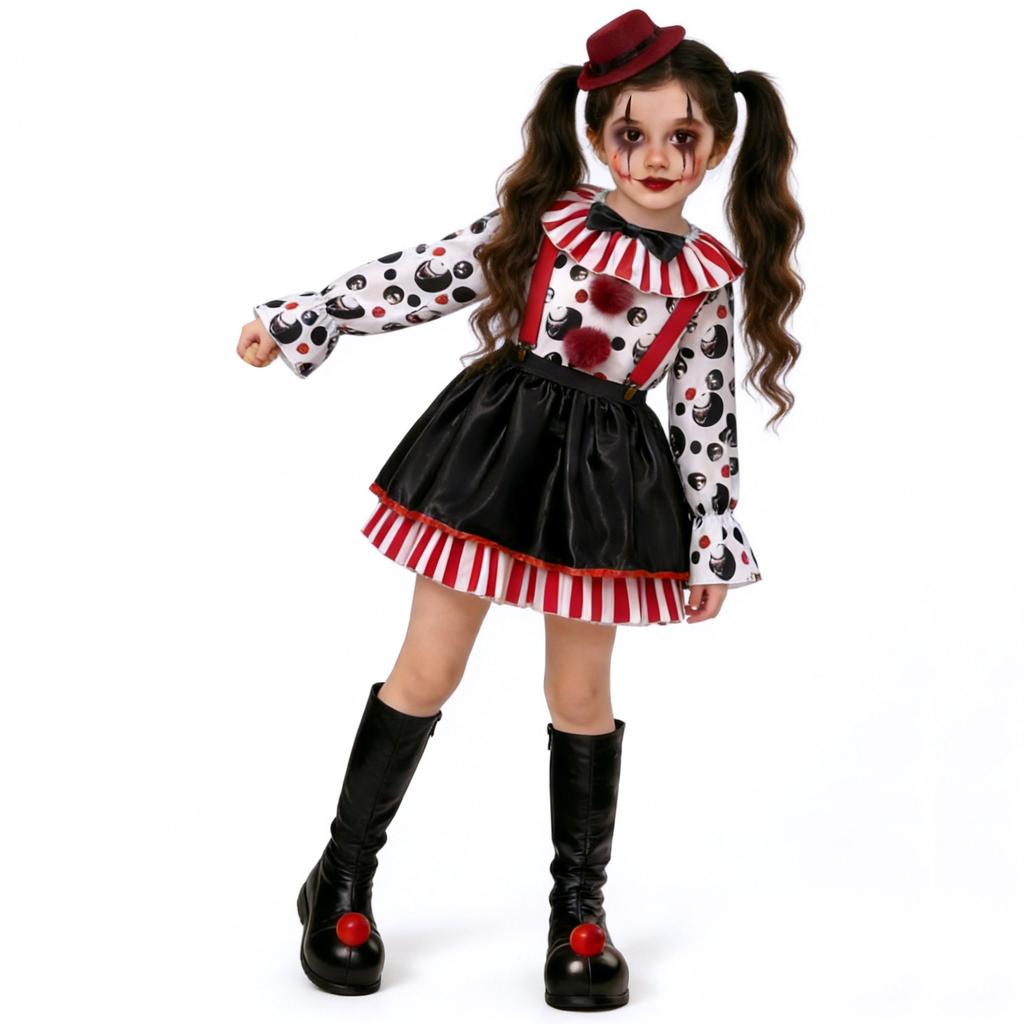 Kids Halloween Jester Costume Terrifier 2 Role Play Cos Outfit Family Party Performance Set