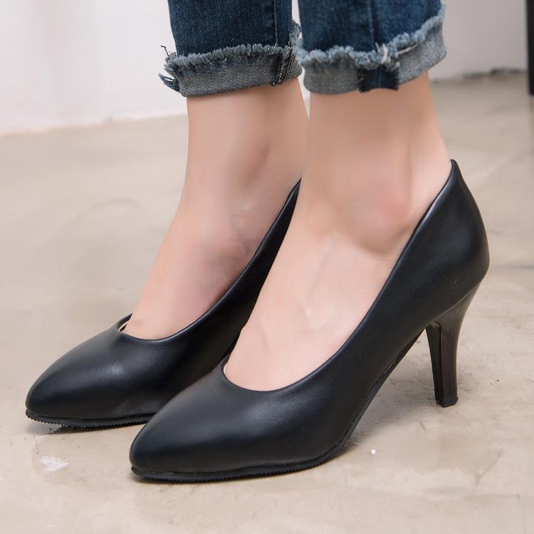 Zapatos de Mujer Medio Tacón Alto Verano Trabajo Ocupación Zapatos de Cuero  Individual comprar a buen precio — entrega gratuita, reseñas reales con  fotos — Joom