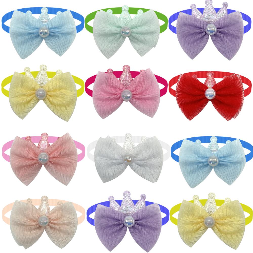 50/100pcs Pet Dog Cat Bow Ties Adjustable Collar Crown Style Neckties for Small Dog Dog Grooming Accessories Pet Products
