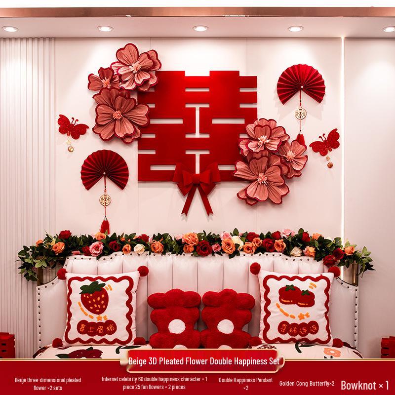 Wedding Room Decoration Set: Complete Bride & Groom's Bedroom and Living Room Decor Supplies.