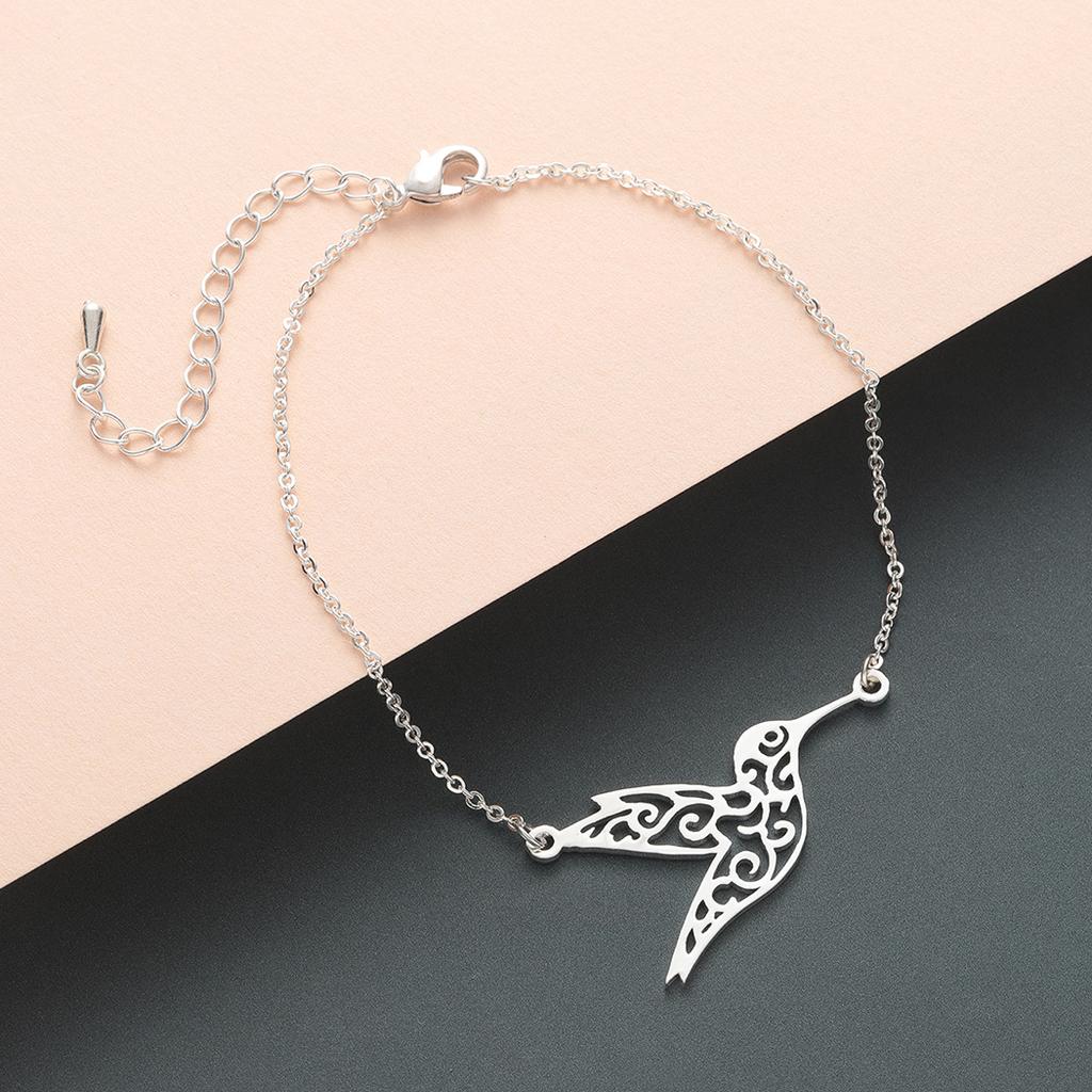 Kinitial Stainless Steel Hollow Hummingbird Bird Bracelet Wedding Gift Women Fashion Couple Bracelets Adjustabele Animal Jewelry