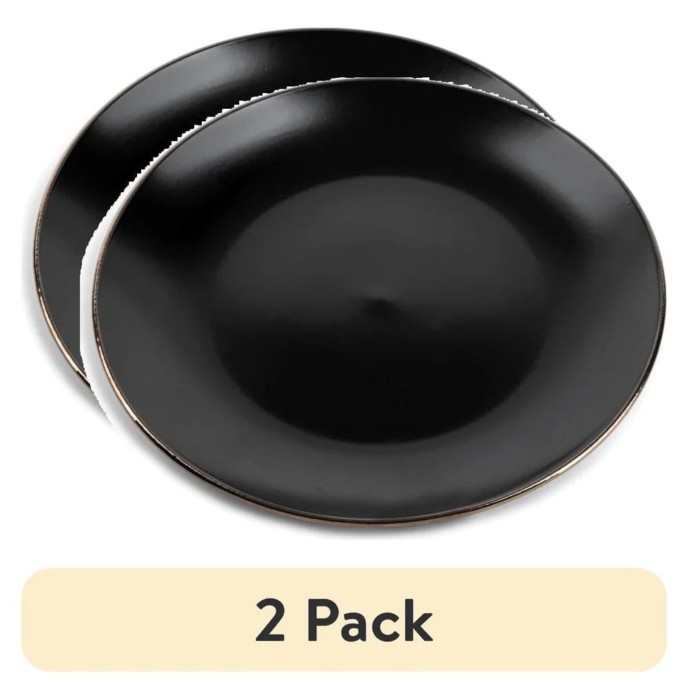 

Набор из 2 салатниц из каменной керамики, круглые, для микроволновой печи, можно мыть в посудомоечной машине, прочные, для повседневной еды и развлечений, Черный оникс United States