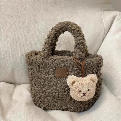 Winter Kawaii Fluffy Crossbody Bag All Match Solid Cartoon Cute Pendants Women's Handbags Fashion Sweet Y2k Shoulder Bags