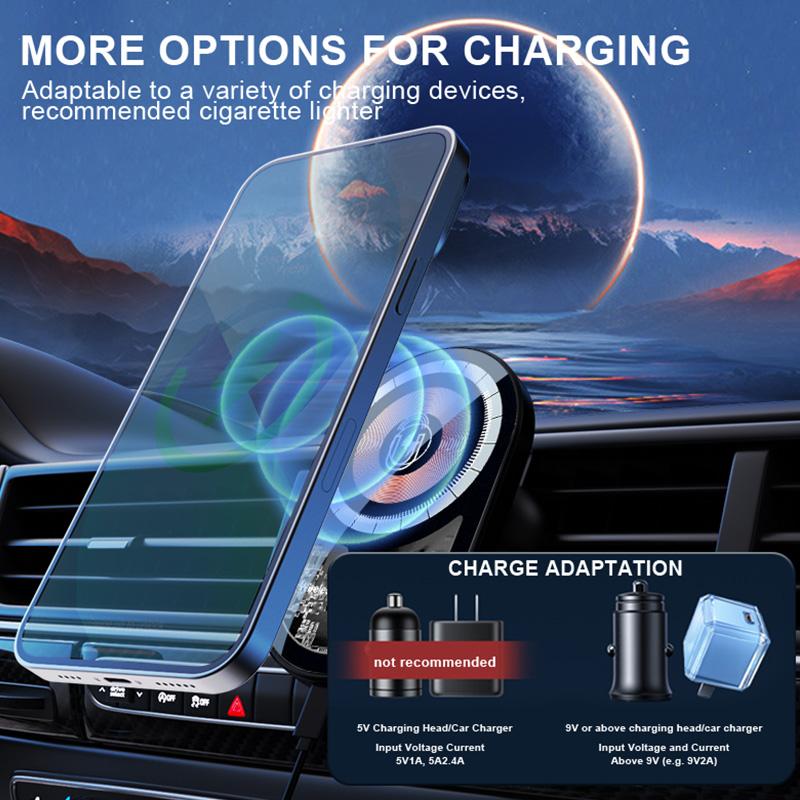 15W Wireless Car Chargers Transparent MagnetiAir Vent Phone Holder For iphone 12 13 14 Pro Max Macsafe Fast Charging Charger