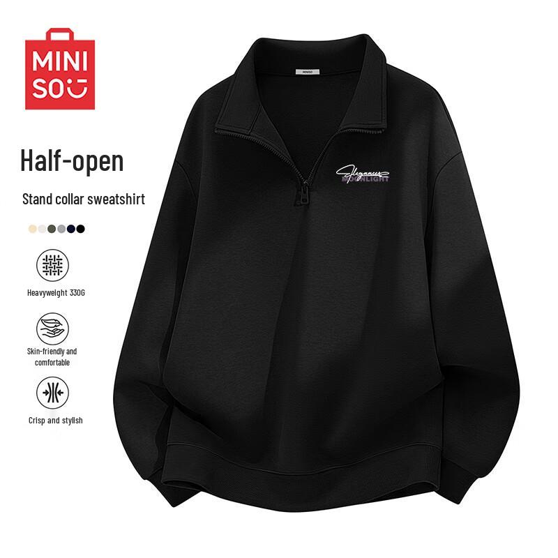 MINISO Men's Half-Zip Stand Collar Pullover Sweatshirt
