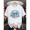 Men's summer 100 cotton fashionable casual sports loose fit plus palm tree pattern printed round neck short sleeved T-shirt top