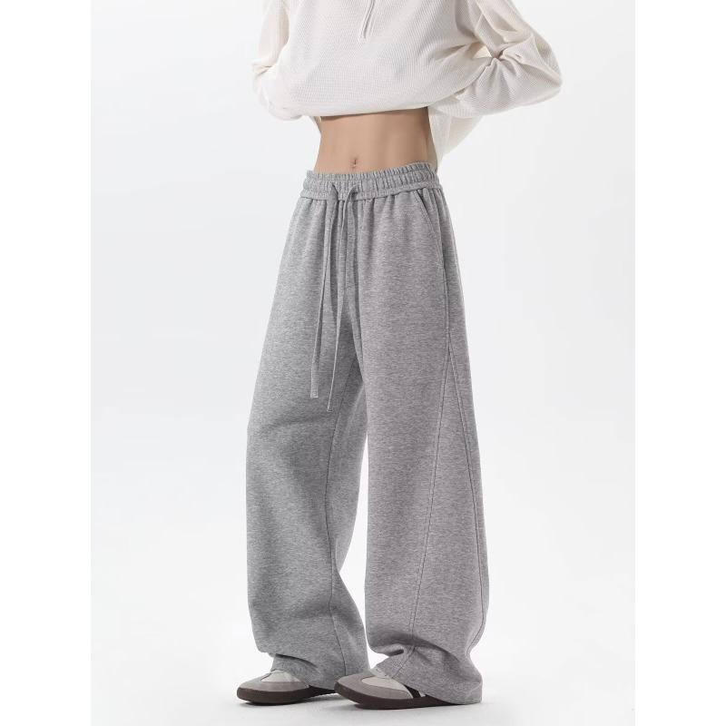 Men American Retro Heavyweight Patchwork Wide Leg Casual Sports Sweatpants