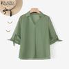 ZANZEA Women Summer V-Neck Loose Casual Half Sleeve Blouse