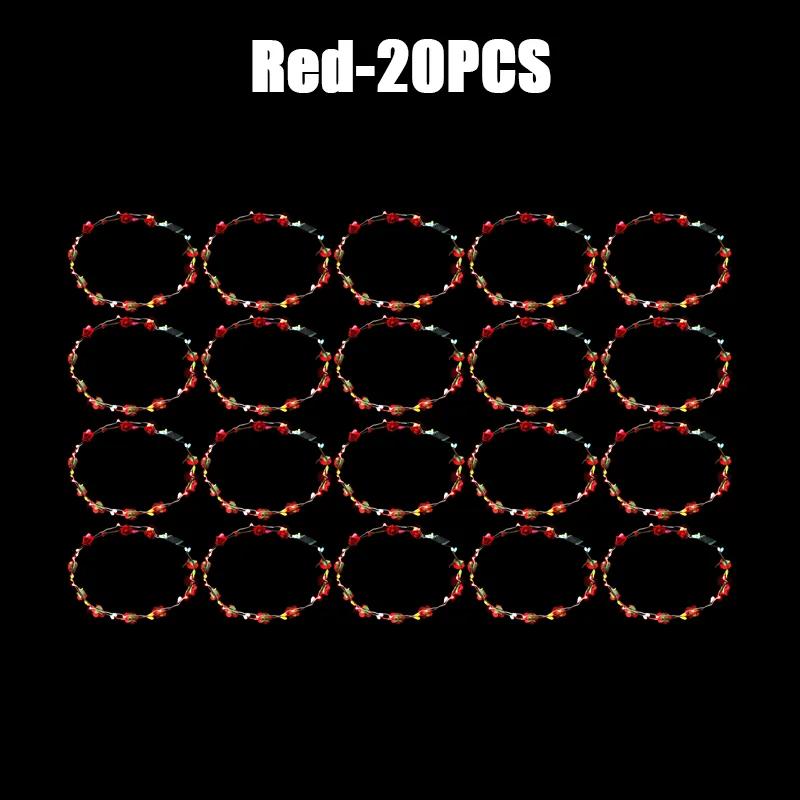 10/60Pcs Light Up Flower Headband LED Flower Hair Crown Glowing Floral Wreath Crowns Birthday Wedding Christmas Decoration 2024