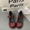 Nuove Scarpe Mary Janes da Donna di Alta Qualità Vernice Tacco Medio Scarpe da Cerimonia Punta Quadrata Scollate Cinturino con Fibbia Scarpe da Donna