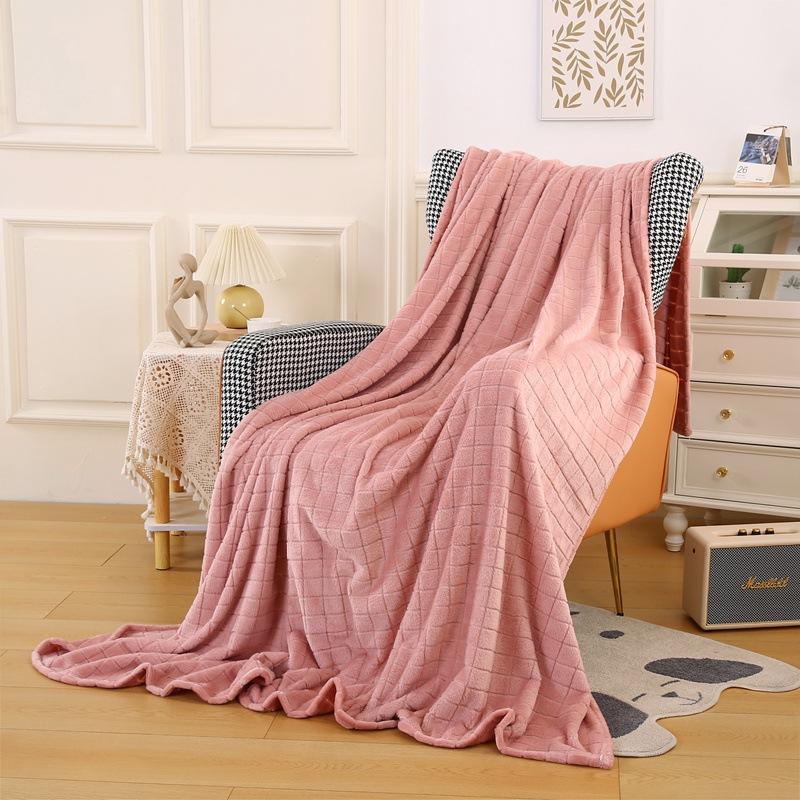 New Flannel Jacquard Blanket Plaid Series Cover Blanket Plain Velvet Blanket