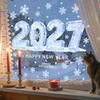Two-sided Christmas Glass Window Sticker Removable Static Xmas Party Door Stickers  New Year
