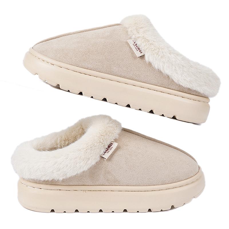 Fashion Winter Faux Fur Warm Plush Slippers Women Mix Color Platform Cotton Slippers Woman Light Non Slip House Furry Slides Female