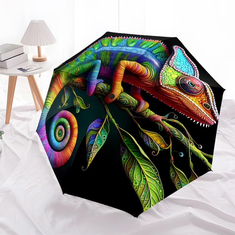 1pc Chameleon Colors Automatic Folding Umbrella   Compact 8 Rib Design, Durable Iron Frame for Travel, Outdoor,  a0920096