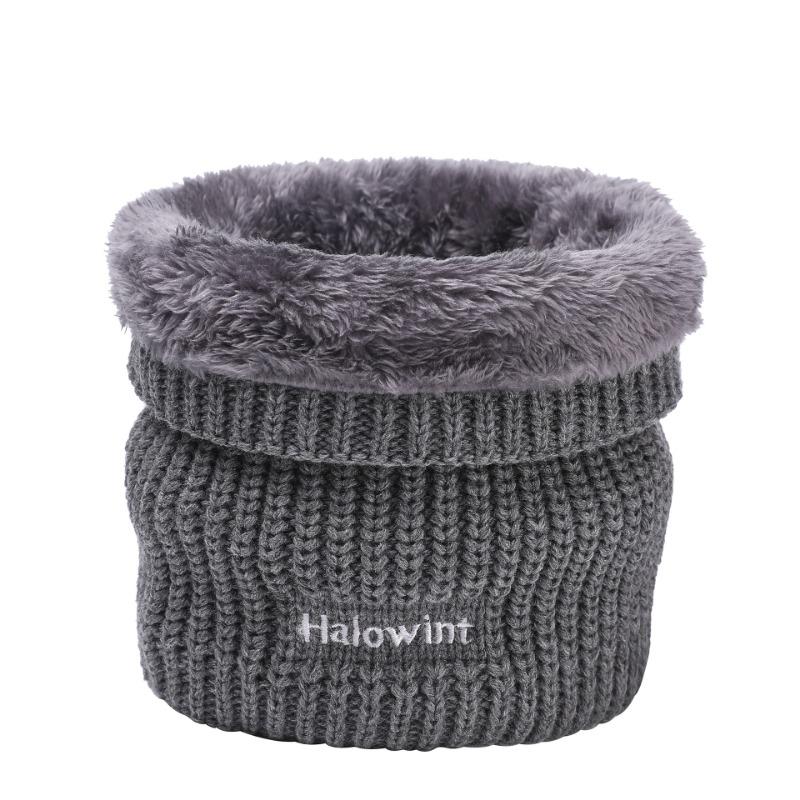 Winter outdoor knitted terry scarf pullover couple velvet solid color embroidery warm scarf women